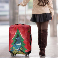 New Zealand Christmas In July Luggage Cover Kowhai Tui Bird With Pohutukawa - Red LT14 - Polynesian Pride