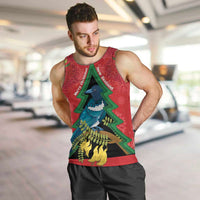 New Zealand Christmas In July Men Tank Top Kowhai Tui Bird With Pohutukawa - Red LT14 Red - Polynesian Pride