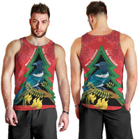 New Zealand Christmas In July Men Tank Top Kowhai Tui Bird With Pohutukawa - Red LT14 - Polynesian Pride