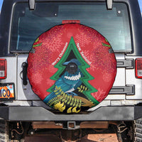 New Zealand Christmas In July Spare Tire Cover Kowhai Tui Bird With Pohutukawa - Red LT14 Red - Polynesian Pride