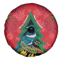 New Zealand Christmas In July Spare Tire Cover Kowhai Tui Bird With Pohutukawa - Red LT14 - Polynesian Pride