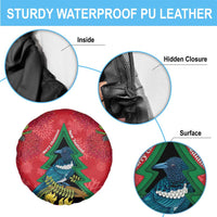 New Zealand Christmas In July Spare Tire Cover Kowhai Tui Bird With Pohutukawa - Red LT14 - Polynesian Pride