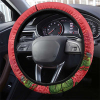 New Zealand Christmas In July Steering Wheel Cover Kowhai Tui Bird With Pohutukawa - Red LT14 - Polynesian Pride