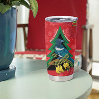 New Zealand Christmas In July Tumbler Cup Kowhai Tui Bird With Pohutukawa - Red LT14 - Polynesian Pride