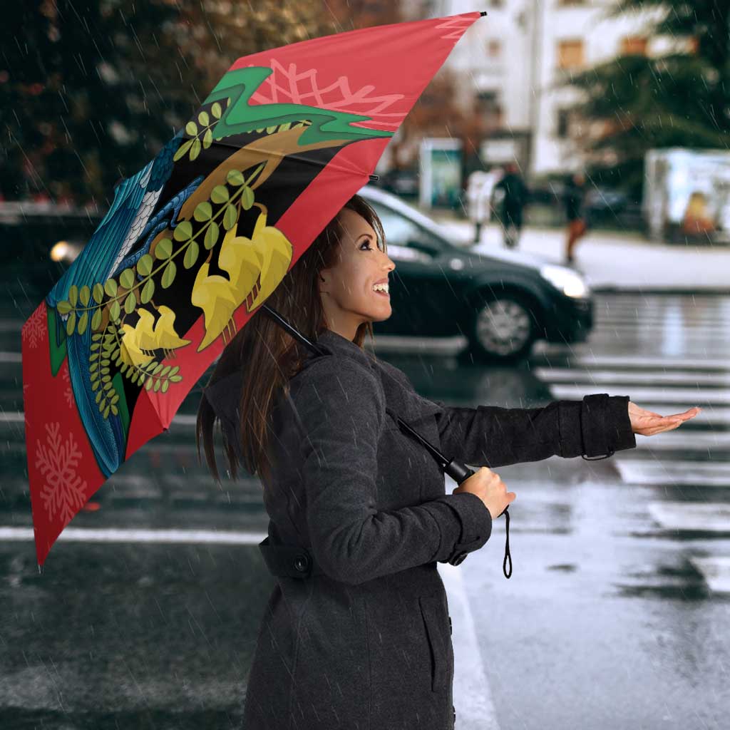 New Zealand Christmas In July Umbrella Kowhai Tui Bird With Pohutukawa - Red - Polynesian Pride