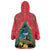 New Zealand Christmas In July Wearable Blanket Hoodie Kowhai Tui Bird With Pohutukawa - Red
