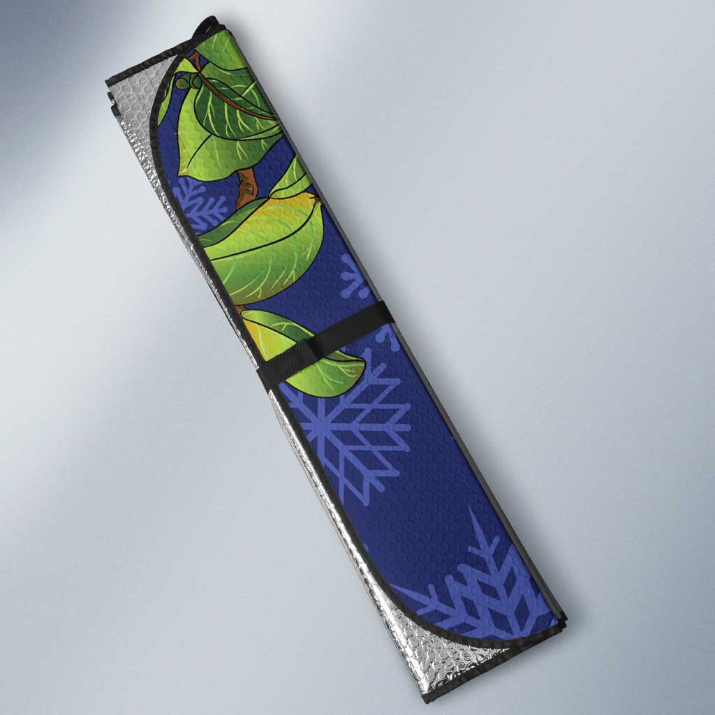 New Zealand Christmas In July Auto Sun Shade Kowhai Tui Bird With Pohutukawa - Blue - Polynesian Pride