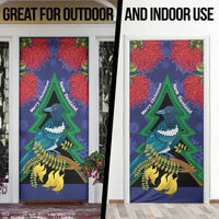 New Zealand Christmas In July Door Cover Kowhai Tui Bird With Pohutukawa - Blue LT14 - Polynesian Pride