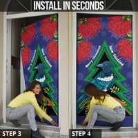 New Zealand Christmas In July Door Cover Kowhai Tui Bird With Pohutukawa - Blue LT14 - Polynesian Pride