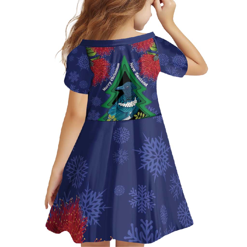 New Zealand Christmas In July Family Matching Summer Maxi Dress and Hawaiian Shirt Kowhai Tui Bird With Pohutukawa - Blue LT14 - Polynesian Pride