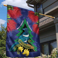 New Zealand Christmas In July Garden Flag Kowhai Tui Bird With Pohutukawa - Blue LT14 - Polynesian Pride