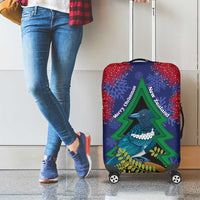 New Zealand Christmas In July Luggage Cover Kowhai Tui Bird With Pohutukawa - Blue LT14 - Polynesian Pride
