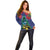 New Zealand Christmas In July Off Shoulder Sweater Kowhai Tui Bird With Pohutukawa - Blue