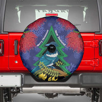 New Zealand Christmas In July Spare Tire Cover Kowhai Tui Bird With Pohutukawa - Blue LT14 - Polynesian Pride