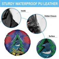New Zealand Christmas In July Spare Tire Cover Kowhai Tui Bird With Pohutukawa - Blue LT14 - Polynesian Pride