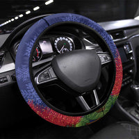 New Zealand Christmas In July Steering Wheel Cover Kowhai Tui Bird With Pohutukawa - Blue LT14 Universal Fit Blue - Polynesian Pride