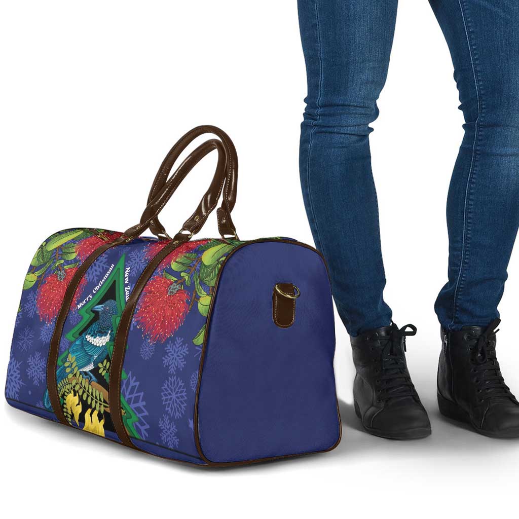 New Zealand Christmas In July Travel Bag Kowhai Tui Bird With Pohutukawa - Blue LT14 - Polynesian Pride