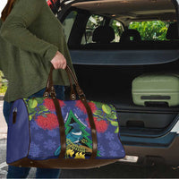 New Zealand Christmas In July Travel Bag Kowhai Tui Bird With Pohutukawa - Blue LT14 - Polynesian Pride