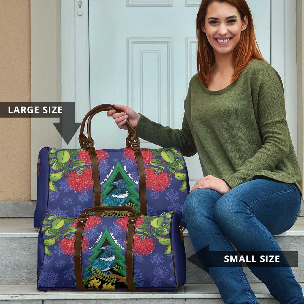 New Zealand Christmas In July Travel Bag Kowhai Tui Bird With Pohutukawa - Blue LT14 - Polynesian Pride