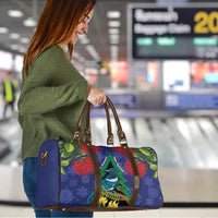 New Zealand Christmas In July Travel Bag Kowhai Tui Bird With Pohutukawa - Blue LT14 - Polynesian Pride