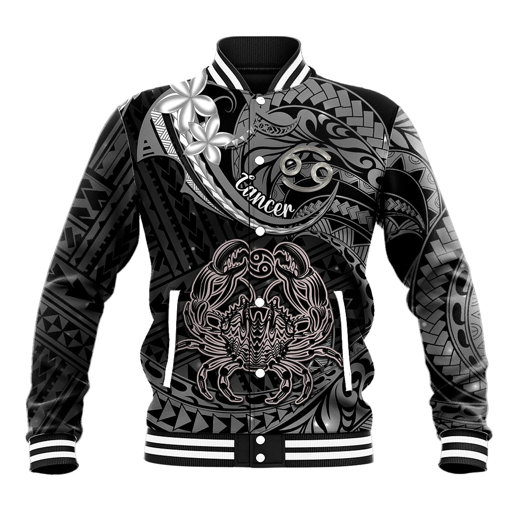Polynesian Pride Cancer Zodiac Baseball Jacket Astrological Sign Tribal Plumeria Grey Galaxy LT14 Unisex Grey - Polynesian Pride