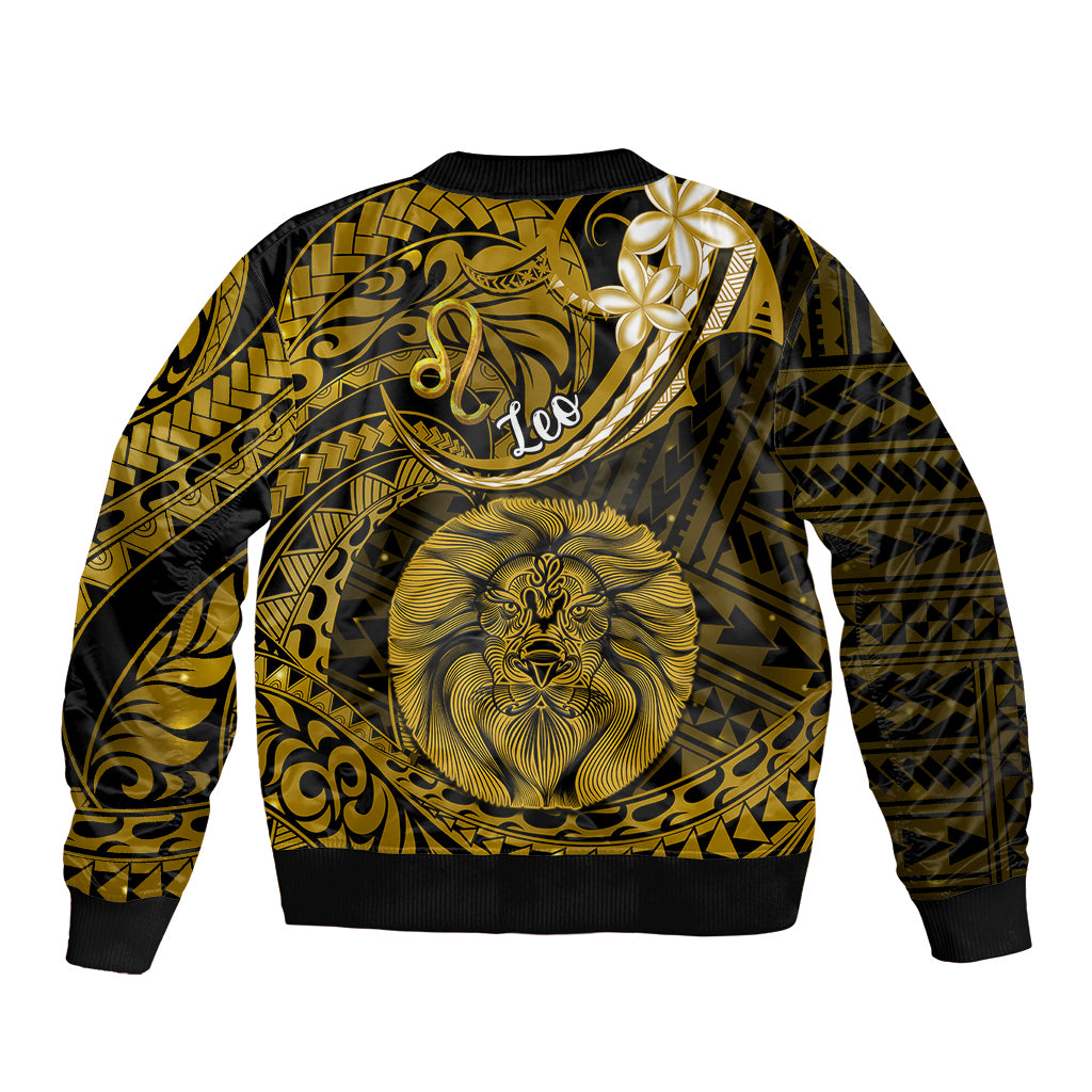 Polynesian Pride Leo Zodiac Bomber Jacket Astrological Sign Tribal Plumeria Gold Galaxy LT14 - Polynesian Pride