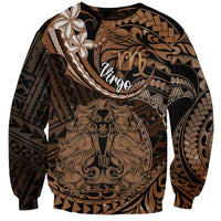 Polynesian Pride Virgo Zodiac Sweatshirt Astrological Sign Tribal Plumeria Brown Galaxy LT14 Unisex Brown - Polynesian Pride