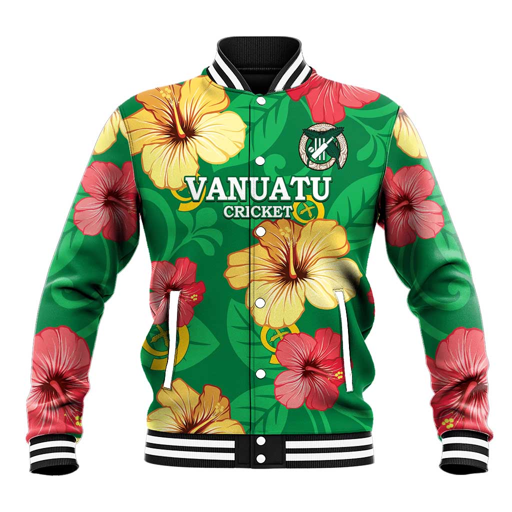 Custom Vanuatu Cricket Baseball Jacket 2024 Tropical Flowers Version