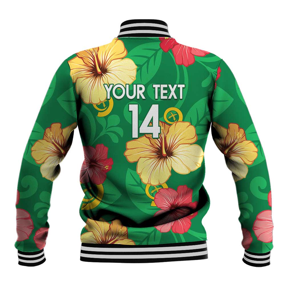 Custom Vanuatu Cricket Baseball Jacket 2024 Tropical Flowers Version