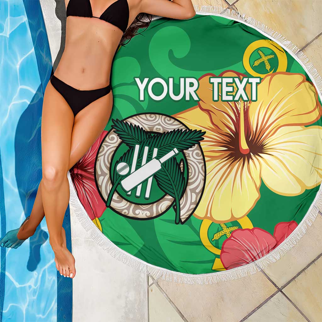 Custom Vanuatu Cricket Beach Blanket 2024 Tropical Flowers Version