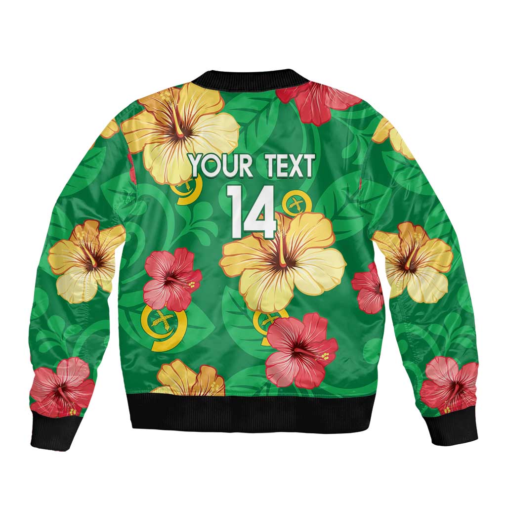 Custom Vanuatu Cricket Bomber Jacket 2024 Tropical Flowers Version