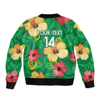 Custom Vanuatu Cricket Bomber Jacket 2024 Tropical Flowers Version
