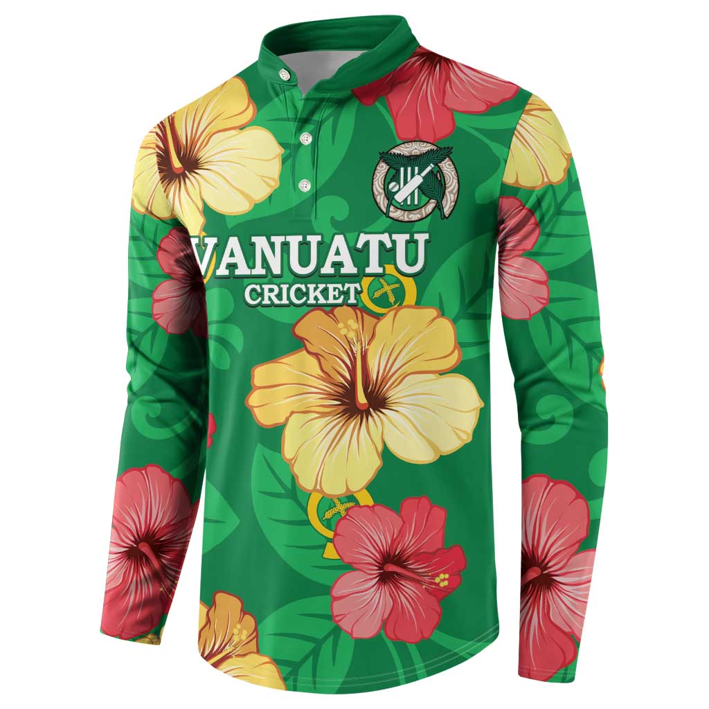 Custom Vanuatu Cricket Button Sweatshirt 2024 Tropical Flowers Version