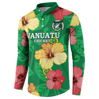 Custom Vanuatu Cricket Button Sweatshirt 2024 Tropical Flowers Version