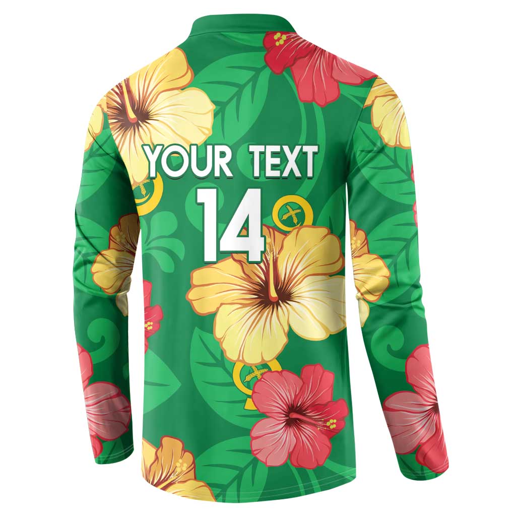 Custom Vanuatu Cricket Button Sweatshirt 2024 Tropical Flowers Version
