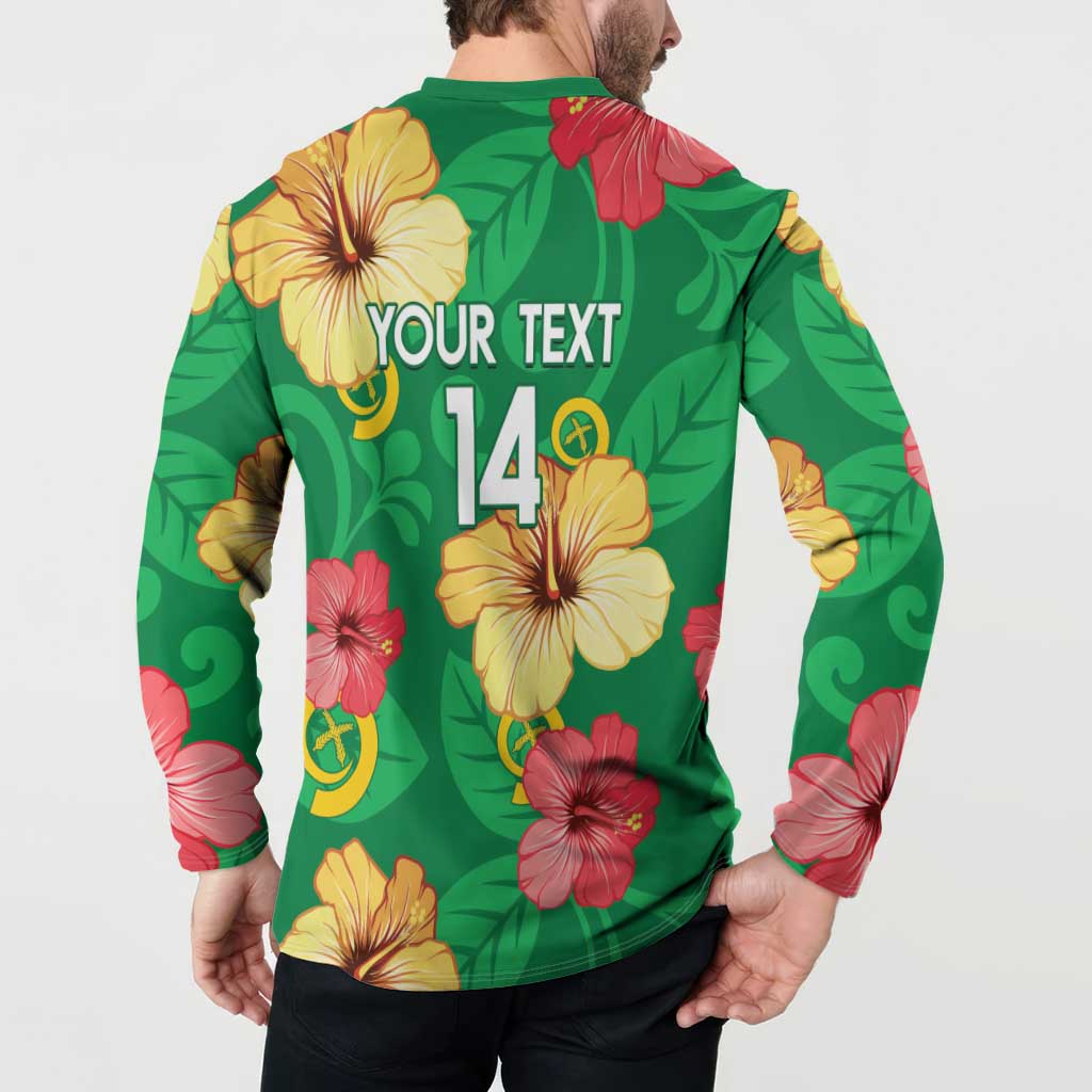Custom Vanuatu Cricket Button Sweatshirt 2024 Tropical Flowers Version