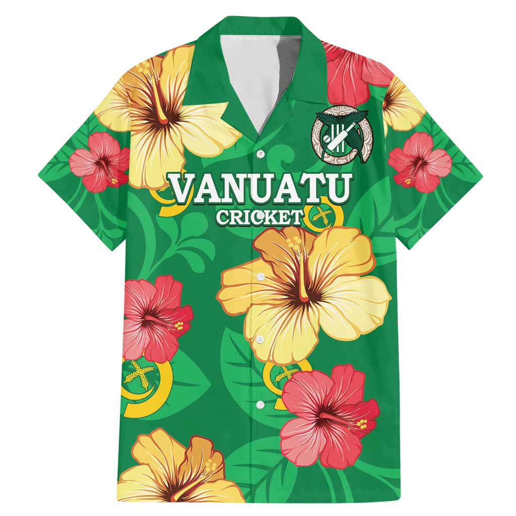 Custom Vanuatu Cricket Family Matching Mermaid Dress and Hawaiian Shirt 2024 Tropical Flowers Version