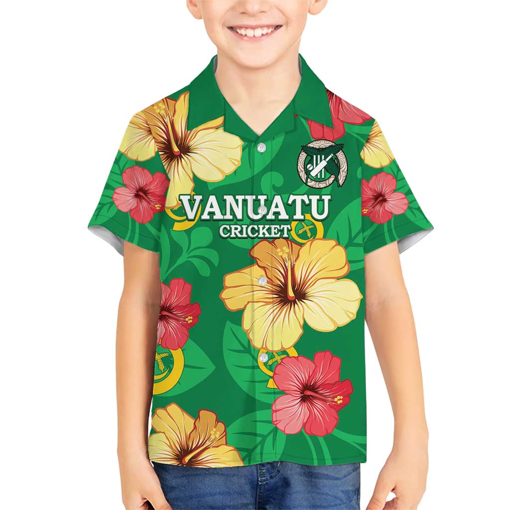 Custom Vanuatu Cricket Family Matching Tank Maxi Dress and Hawaiian Shirt 2024 Tropical Flowers Version