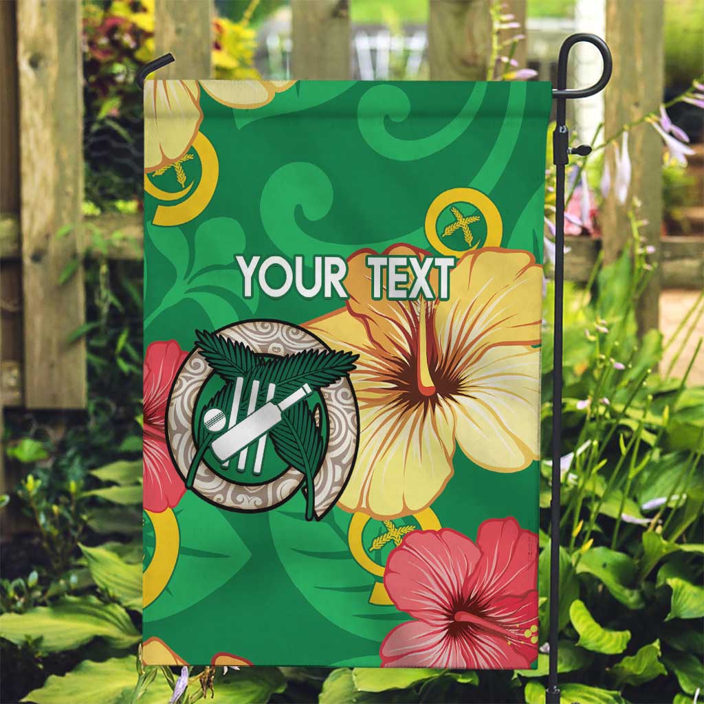 Custom Vanuatu Cricket Garden Flag 2024 Tropical Flowers Version