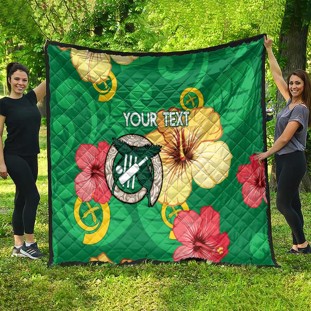 Custom Vanuatu Cricket Quilt 2024 Tropical Flowers Version