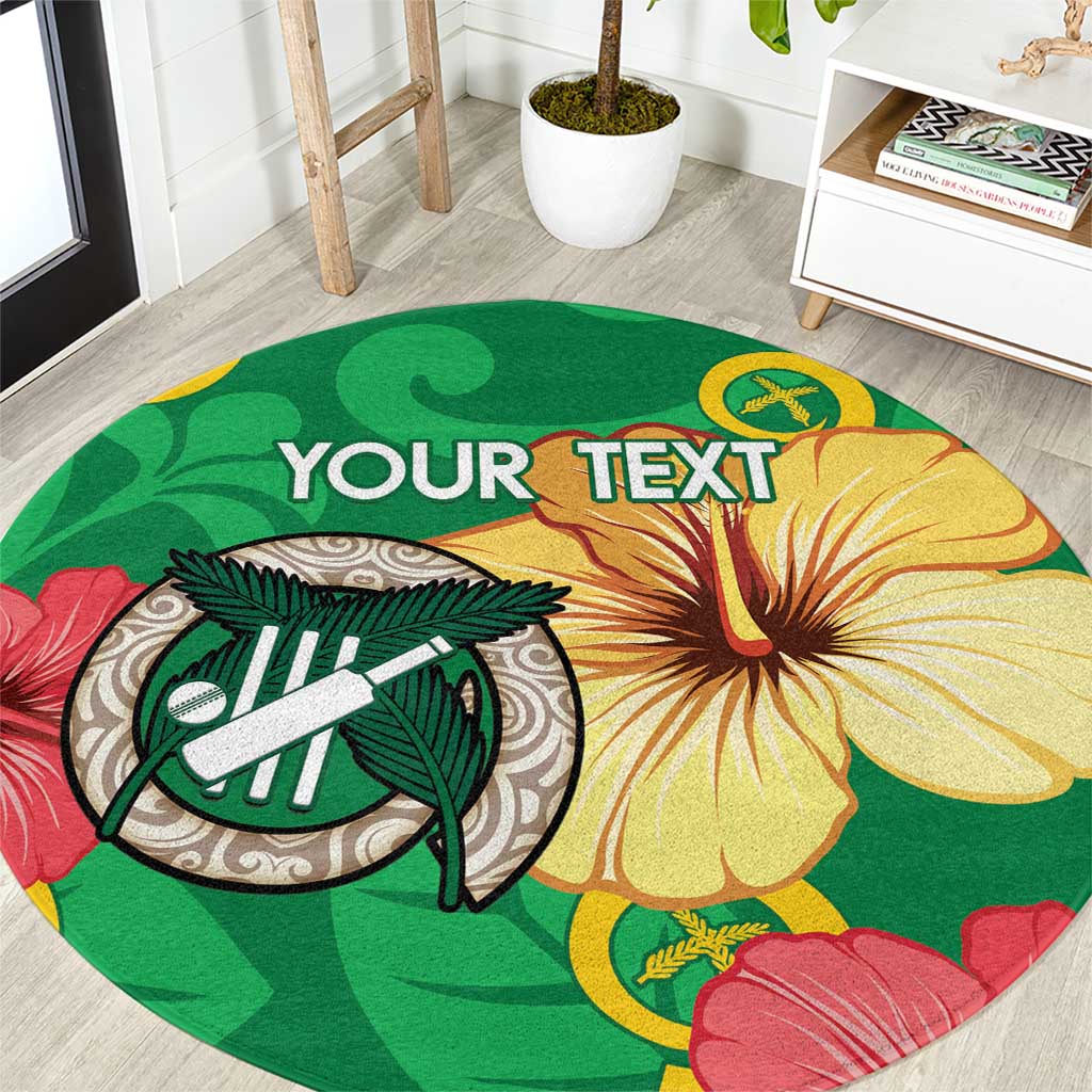Custom Vanuatu Cricket Round Carpet 2024 Tropical Flowers Version