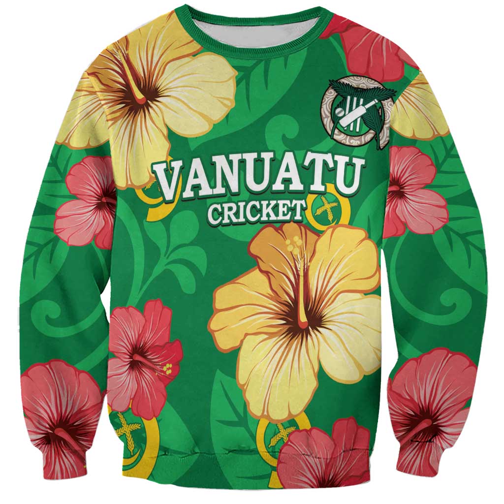 Custom Vanuatu Cricket Sweatshirt 2024 Tropical Flowers Version