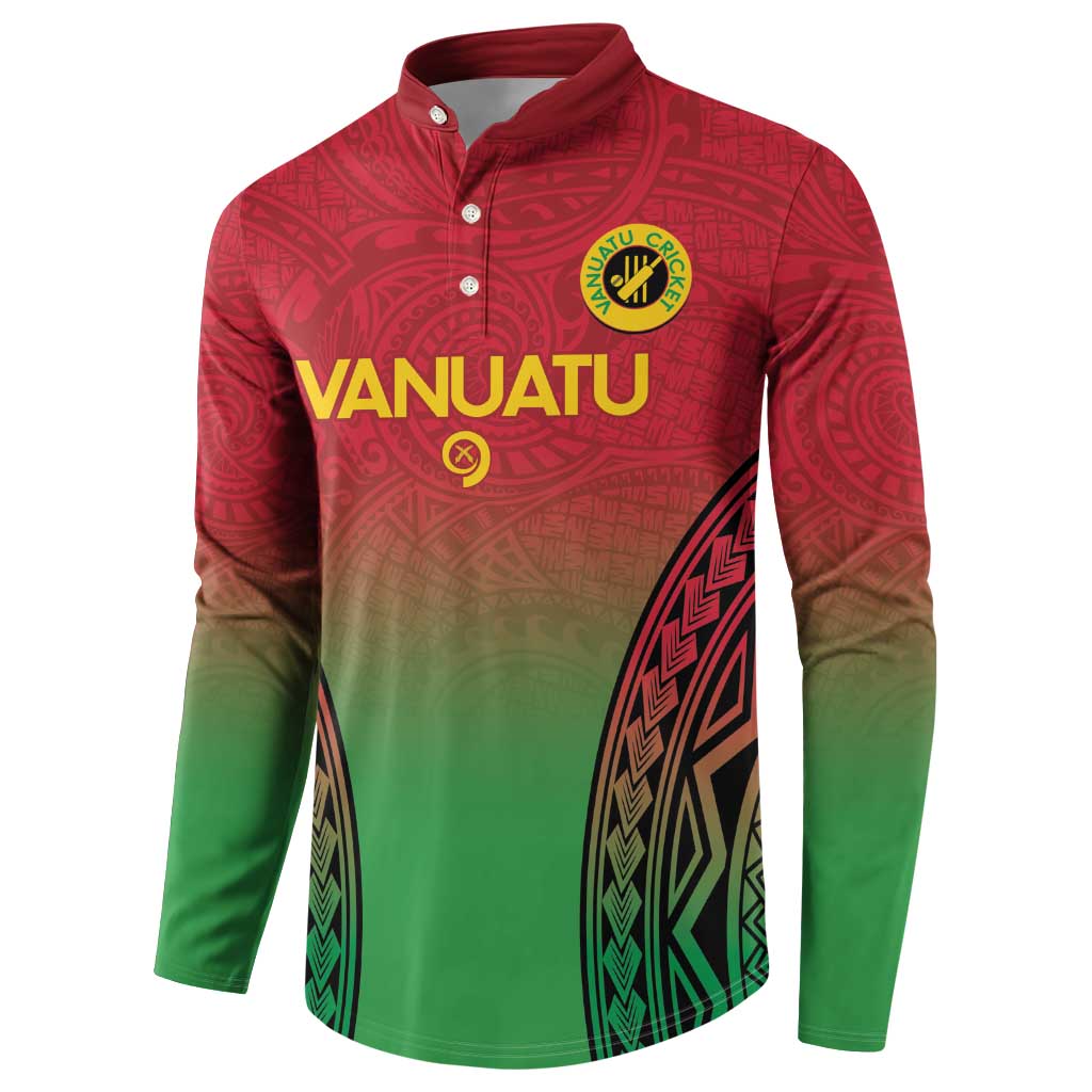 Custom Vanuatu Cricket Button Sweatshirt 2024 Polynesian Pattern Sporty Style