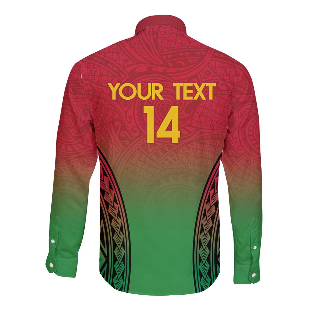 Custom Vanuatu Cricket Long Sleeve Button Shirt 2024 Polynesian Pattern Sporty Style