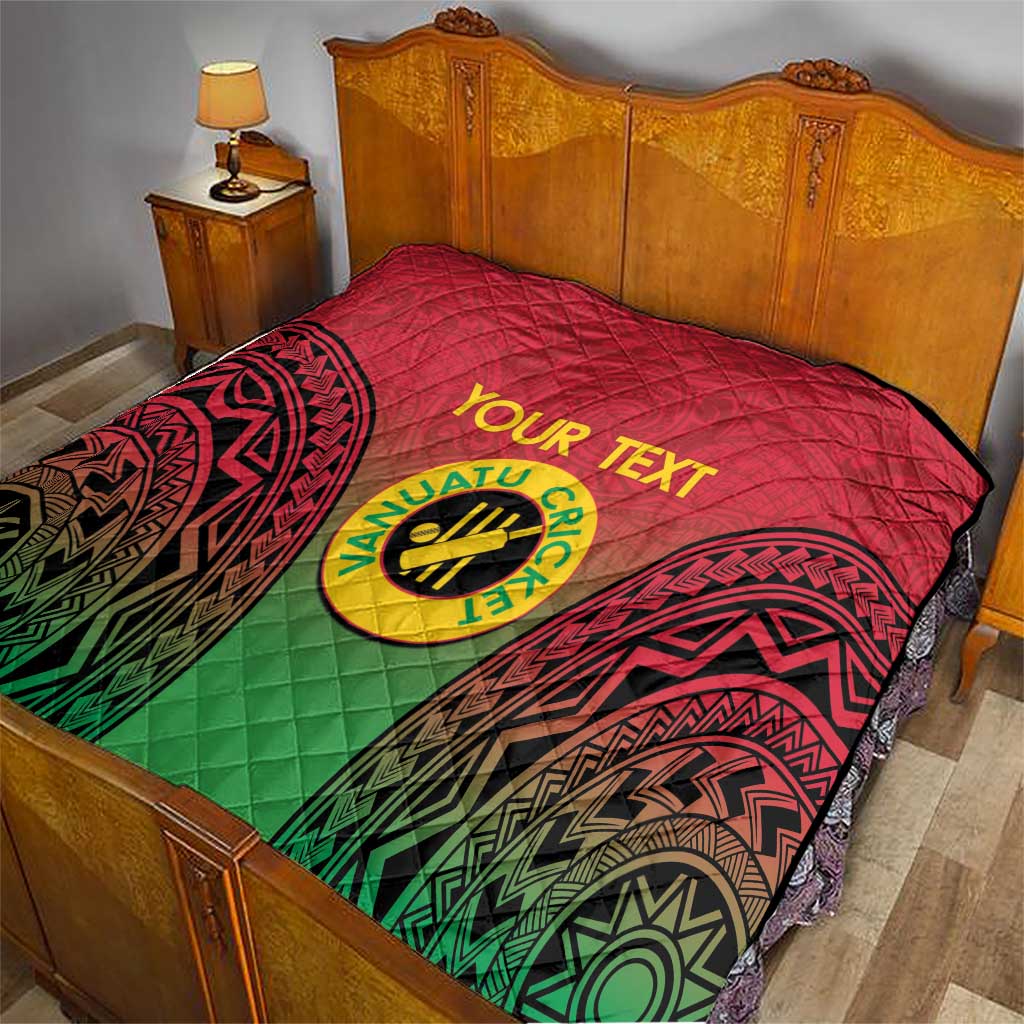 Custom Vanuatu Cricket Quilt 2024 Polynesian Pattern Sporty Style