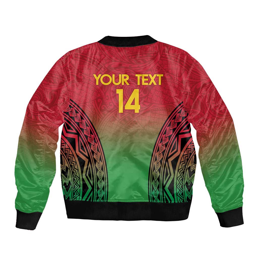 Custom Vanuatu Cricket Sleeve Zip Bomber Jacket 2024 Polynesian Pattern Sporty Style