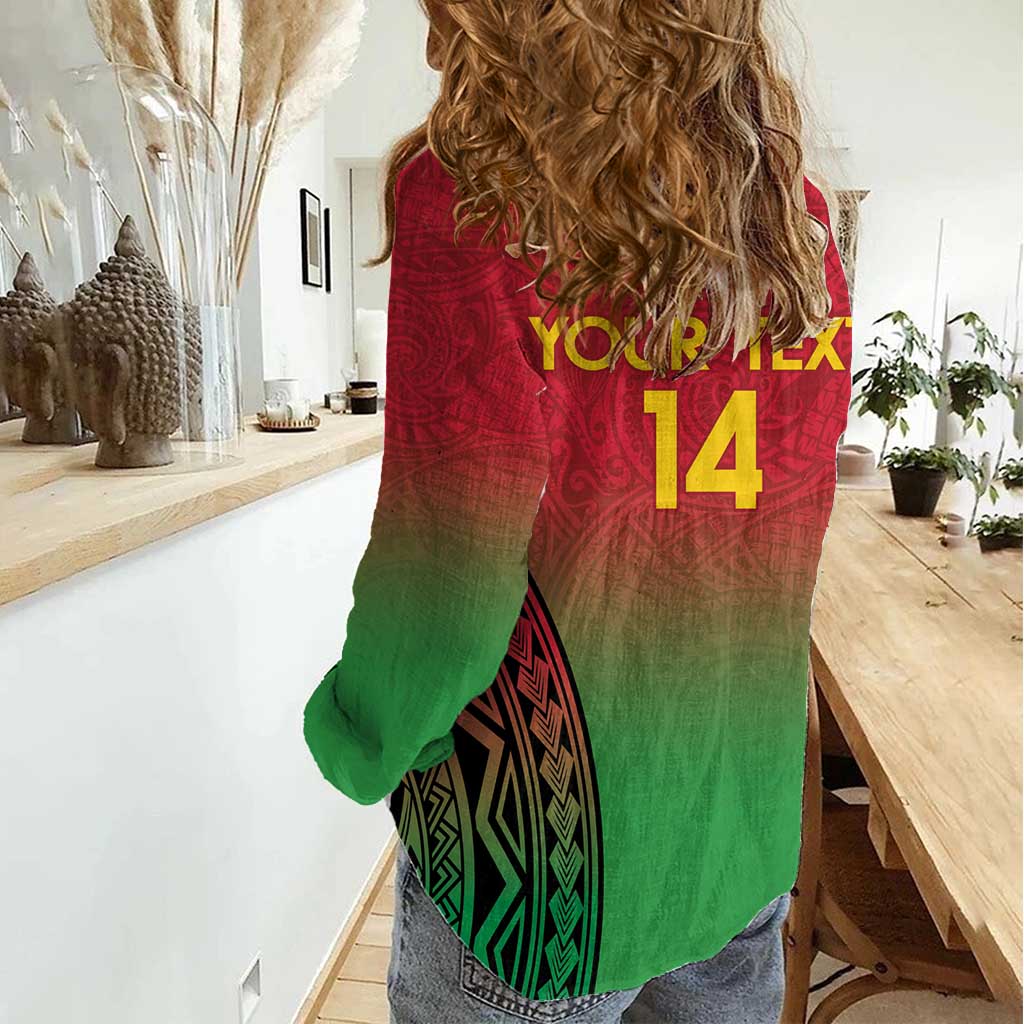 Custom Vanuatu Cricket Women Casual Shirt 2024 Polynesian Pattern Sporty Style