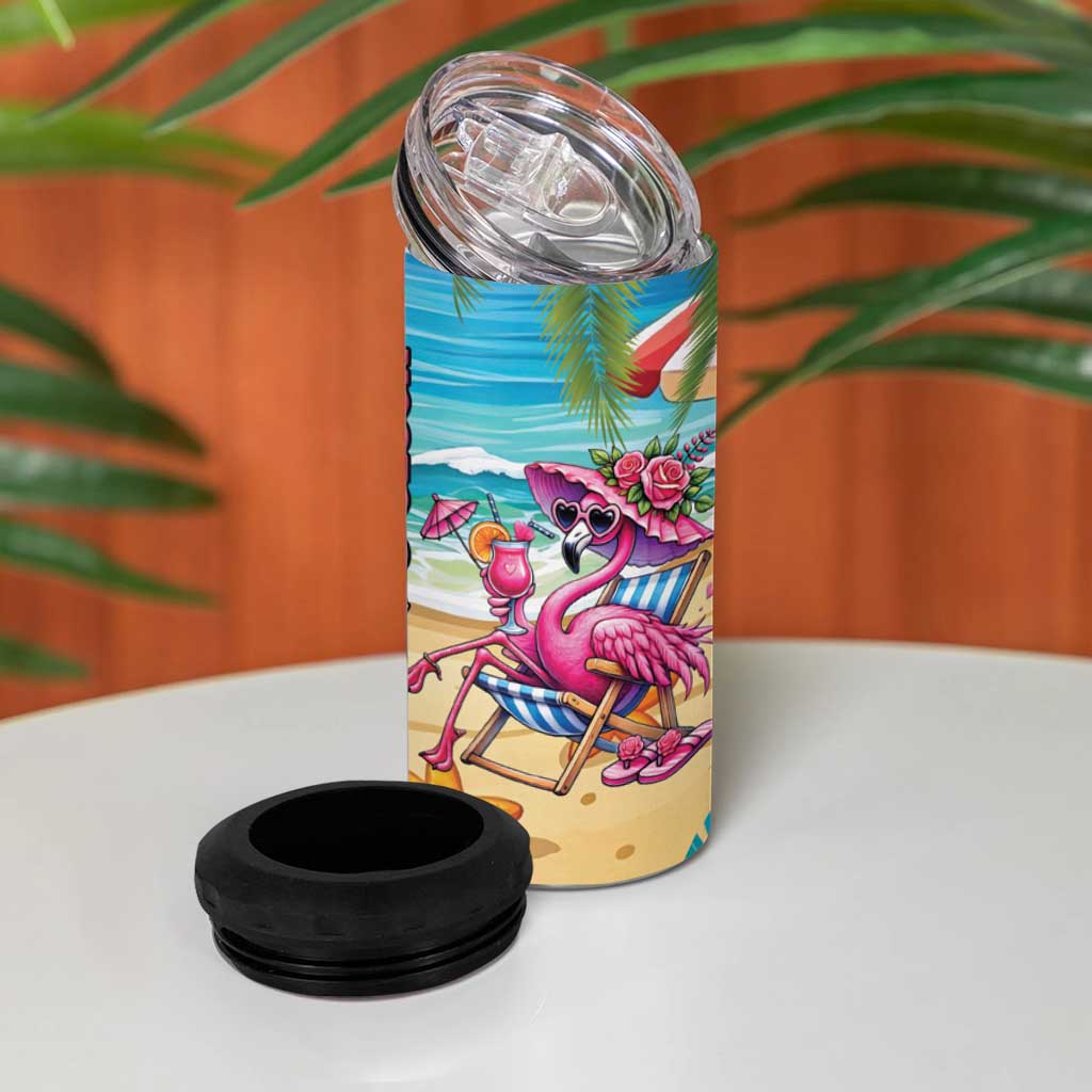 Flamingo Aloha Hawaii 4 in 1 Can Cooler Tumbler It's 5 OClock Somewhere Tropical Vibes LT14 - Polynesian Pride