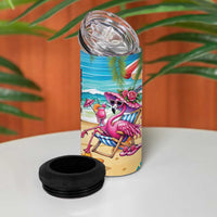 Flamingo Aloha Hawaii 4 in 1 Can Cooler Tumbler It's 5 OClock Somewhere Tropical Vibes LT14 - Polynesian Pride