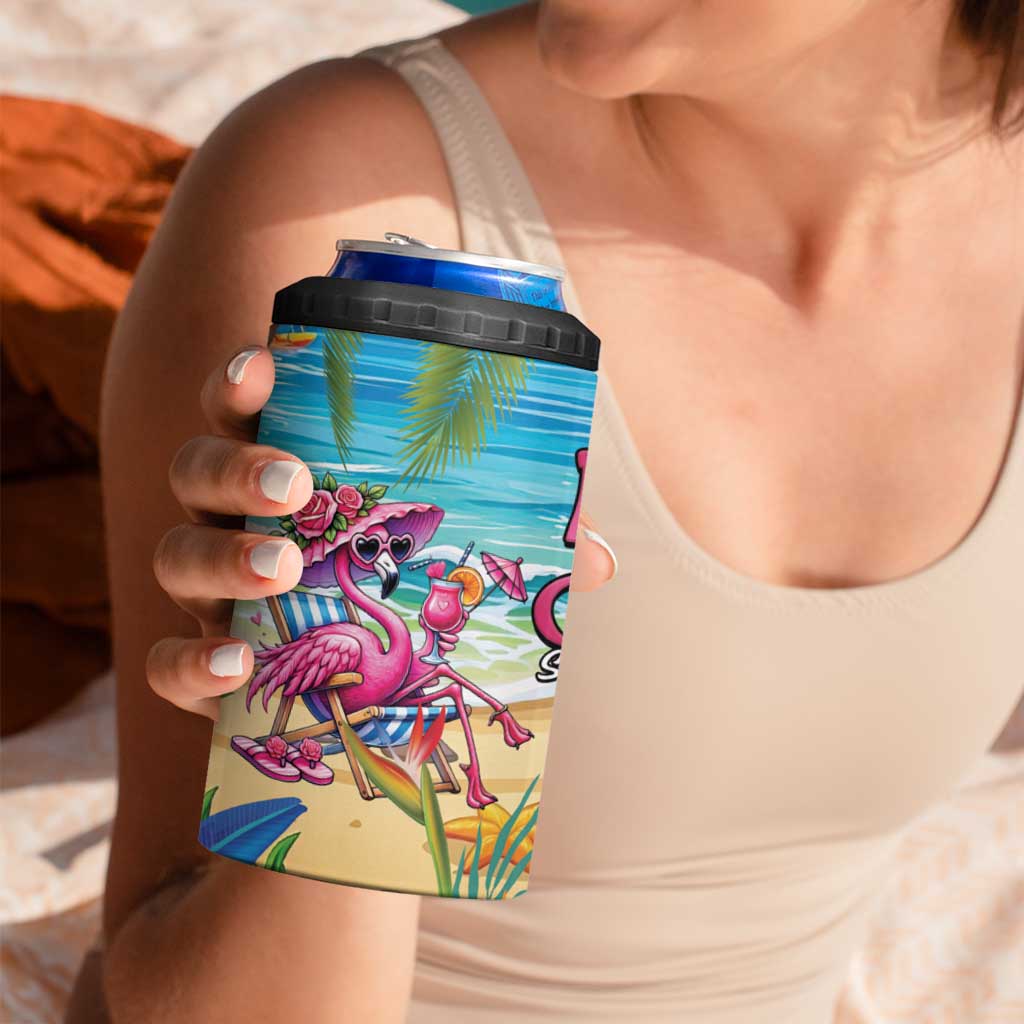 Flamingo Aloha Hawaii 4 in 1 Can Cooler Tumbler It's 5 OClock Somewhere Tropical Vibes LT14 - Polynesian Pride